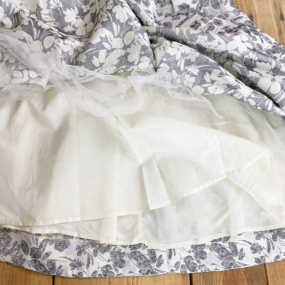 Maggie London Dress Bell Skirt with Tulle Formal Gray‎ White 2 - Picture 7 of 12